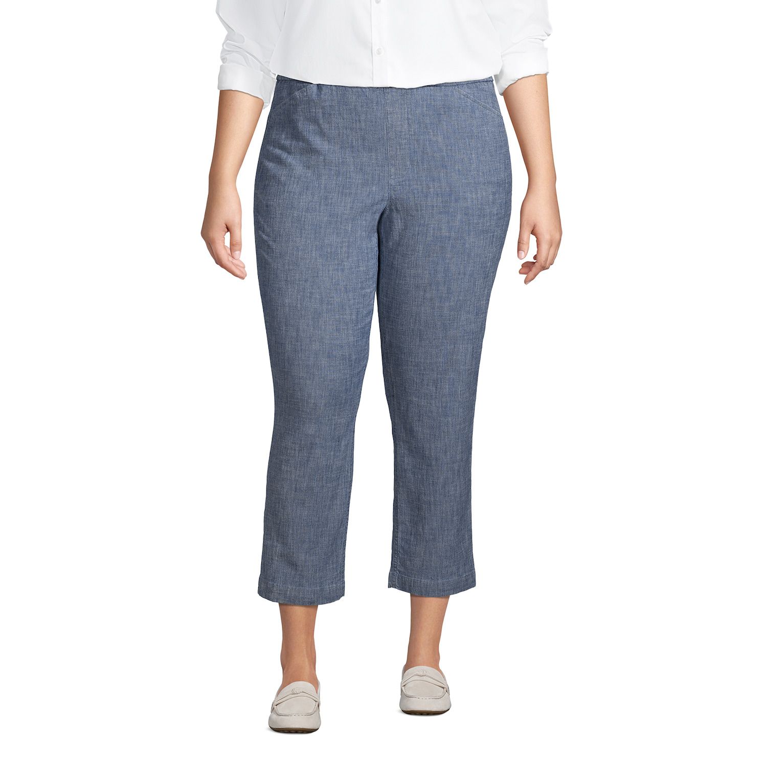 Chambray Pull-On Crop Pants ...